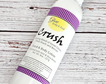 Crush Aloe and Shea Butter Lotion 8 oz. Paraben Free Hand and Body Lotion
