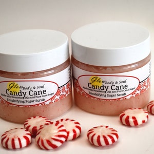 Candy Cane Emulsified Sugar Scrub 7.5oz. Paraben Free Cane Sugar Scrub