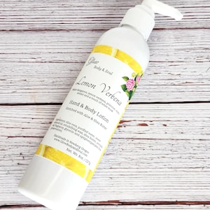 Lemon Verbena Aloe and Shea Butter Lotion 8 oz. Paraben Free Hand and Body Lotion