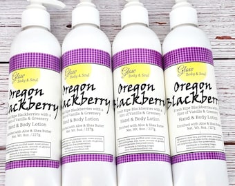 Oregon Blackberry Aloe and Shea Butter Lotion 8 oz. Paraben Free Hand and Body Lotion