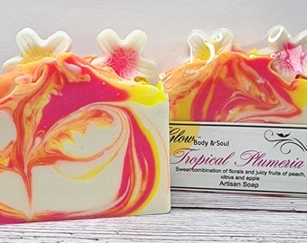 Tropical Plumeria Soap Handmade Cold Process Vegan Soap