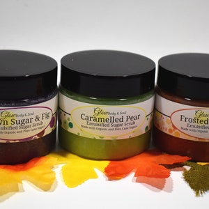 Fall Emulsified Sugar Scrubs 7.50oz. Paraben Free Choice of Sugar Scrubs Pumpkin Sugar Scrub