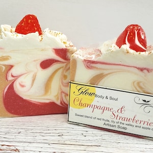 Champagne and Strawberries Soap Handmade Cold Process Vegan Soap