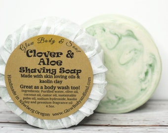 Clover and Aloe Scent Shaving Soap Cold Process Shaving Soap
