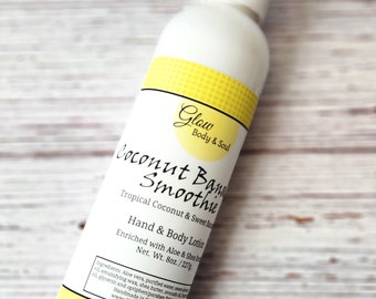 Coconut Banana Smoothie Lotion: Aloe & Shea Butter, Tropical Scent (8 oz)