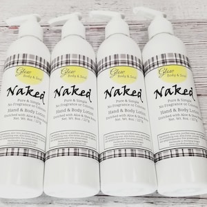 Aloe and Shea Butter Lotion 8 oz. Unscented Paraben Free Hand and Body Lotion Naked Lotion