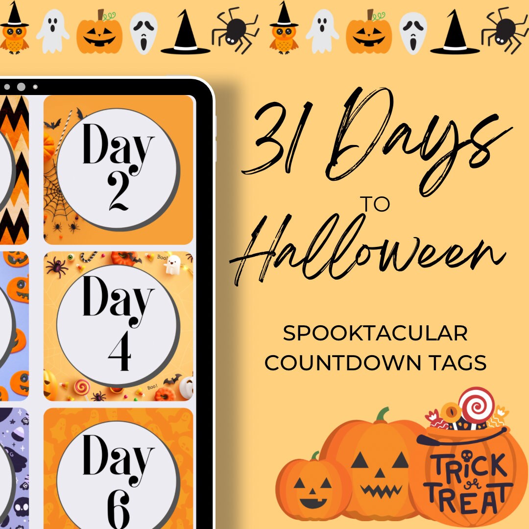 Spooktacular Halloween Daily Countdown Tags 31 - Etsy