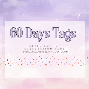 パステル セレブレーション カウントダウン タグ 60 節目の誕生日 | 記念日 | 退職 | 休日 | 特別な日 | 休暇 | イベント