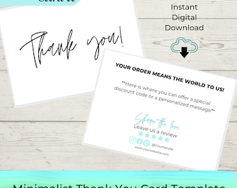 EDITABLE Business Thank You Card Printable Template - Thank You Insert - Poshmark | Etsy | Small Business | Boutique | MLM | Ebay