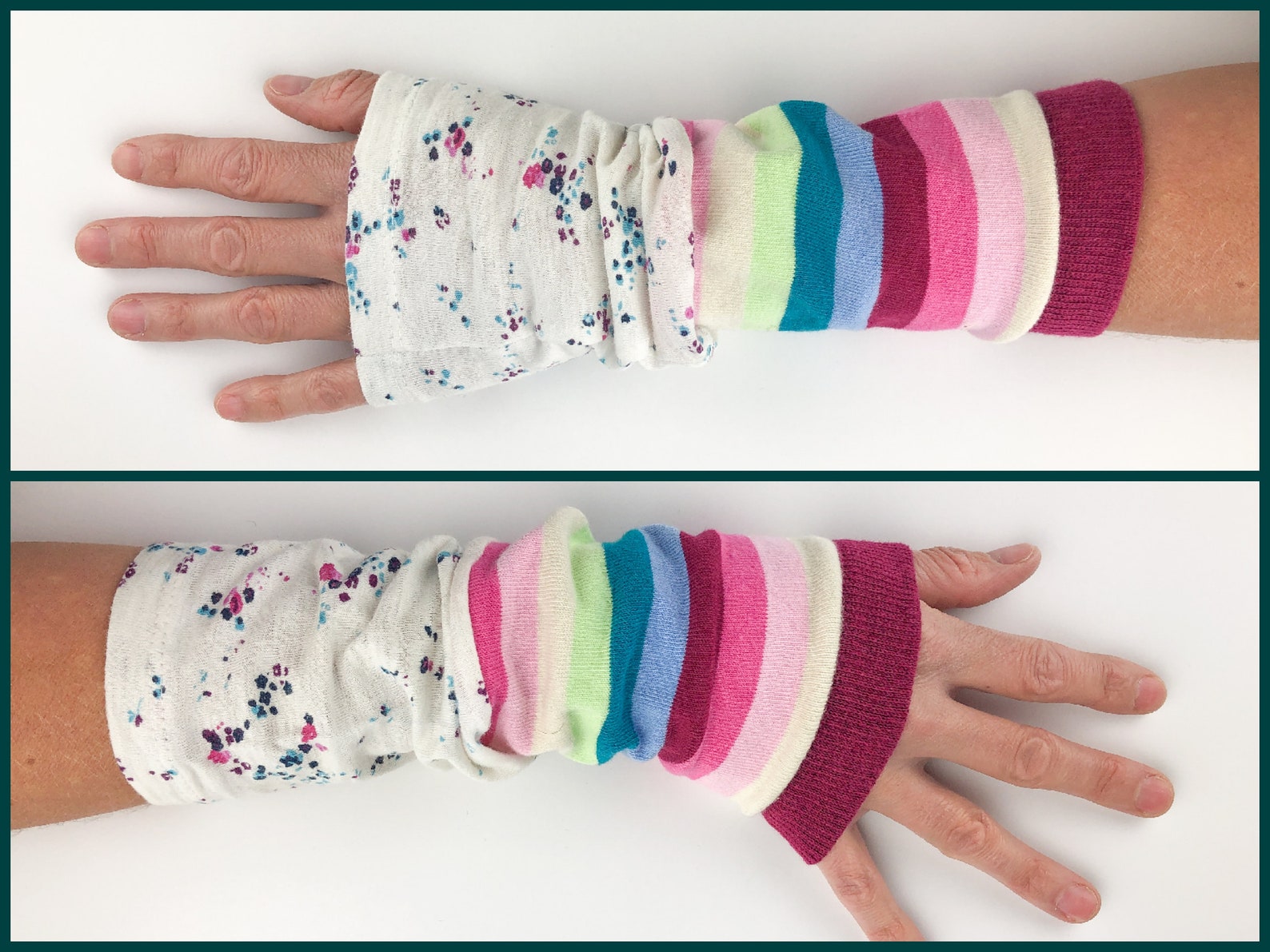 Rainbow arm warmer / wrist accessory / arm band / fabric ...