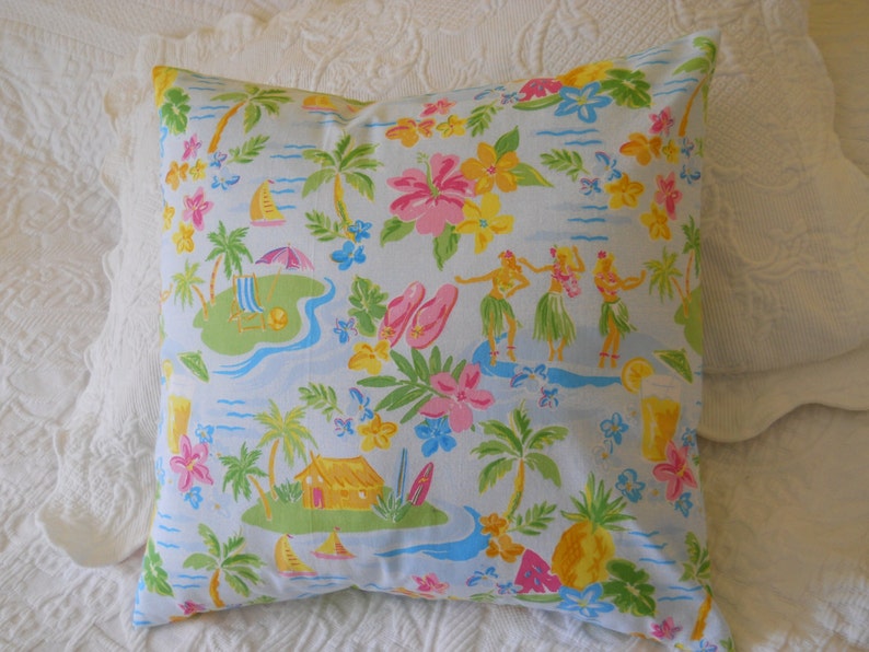 Hula Girls Palm Trees Hibiscus and Flip Flops Pillow Cover / Etsy