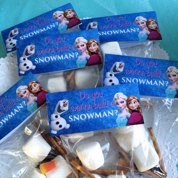 Frozen Birthday Party Favor Cellophane Bag Topper Label, Instant download Do You Want To Build A Snowman