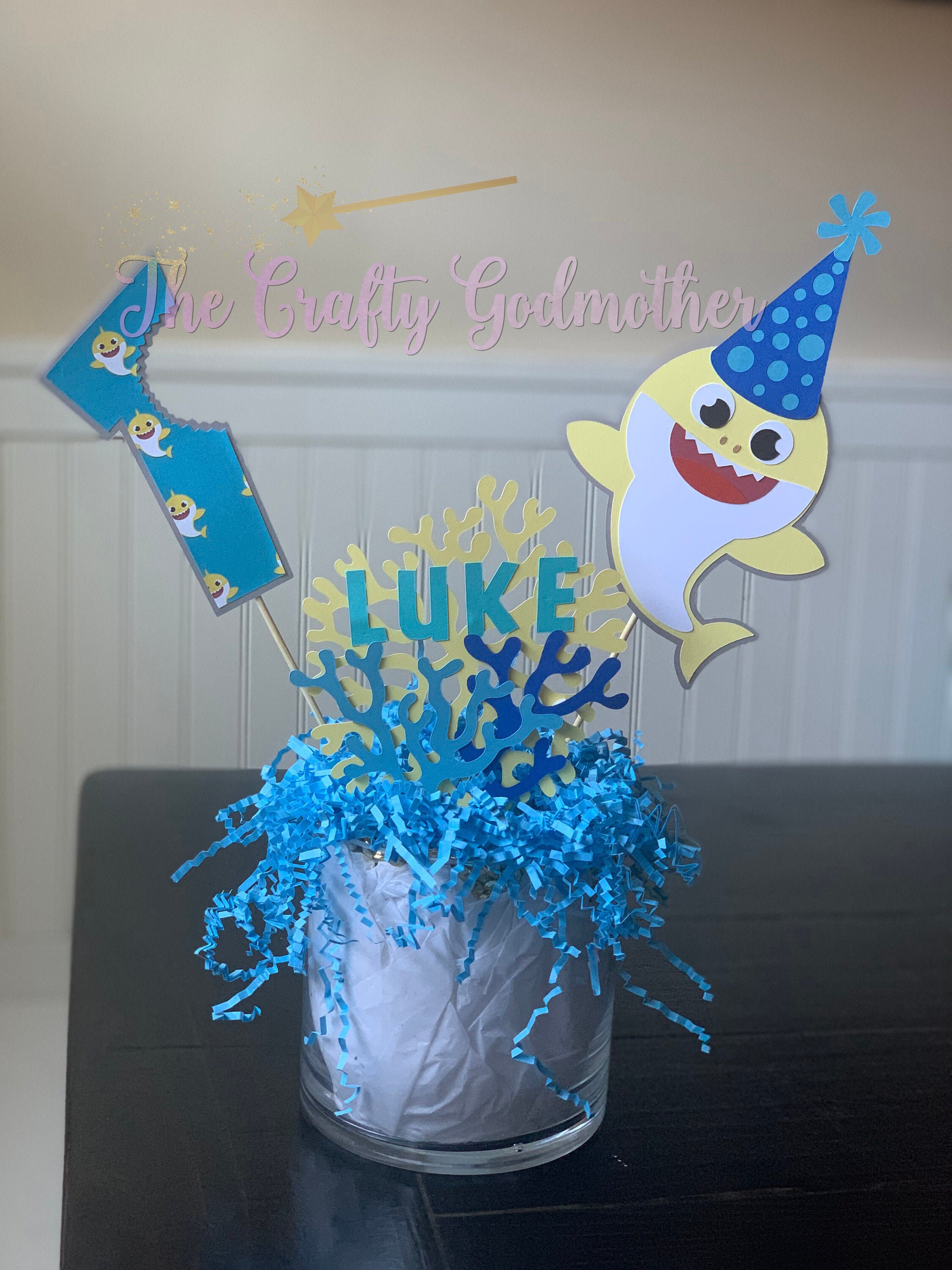 Baby Shark Happy Birthday Party Centerpiece Etsy Baby Shark Happy Birthday Party Centerpiece Etsy