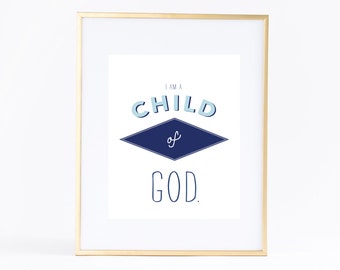 Je suis un enfant de Dieu | Impression d’Art mural garçon | Les enfants | Chambre de bébé |