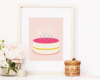 Wall Art Print | Girls | Room | Nursery | WIsh