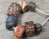 Rustic large hole ceramic beads - large hole beads - rustic beads - ceramic beads