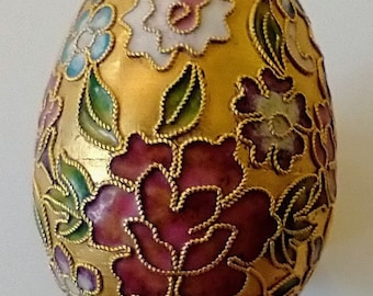 Beautiful Large Gold Embossed Cloisonne Easter Egg