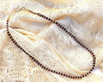 Hand Cut Garnet Choker: Dark Red Gemstone Necklace, Jewelry for Mother's Day, Dark Red and Gold Necklace