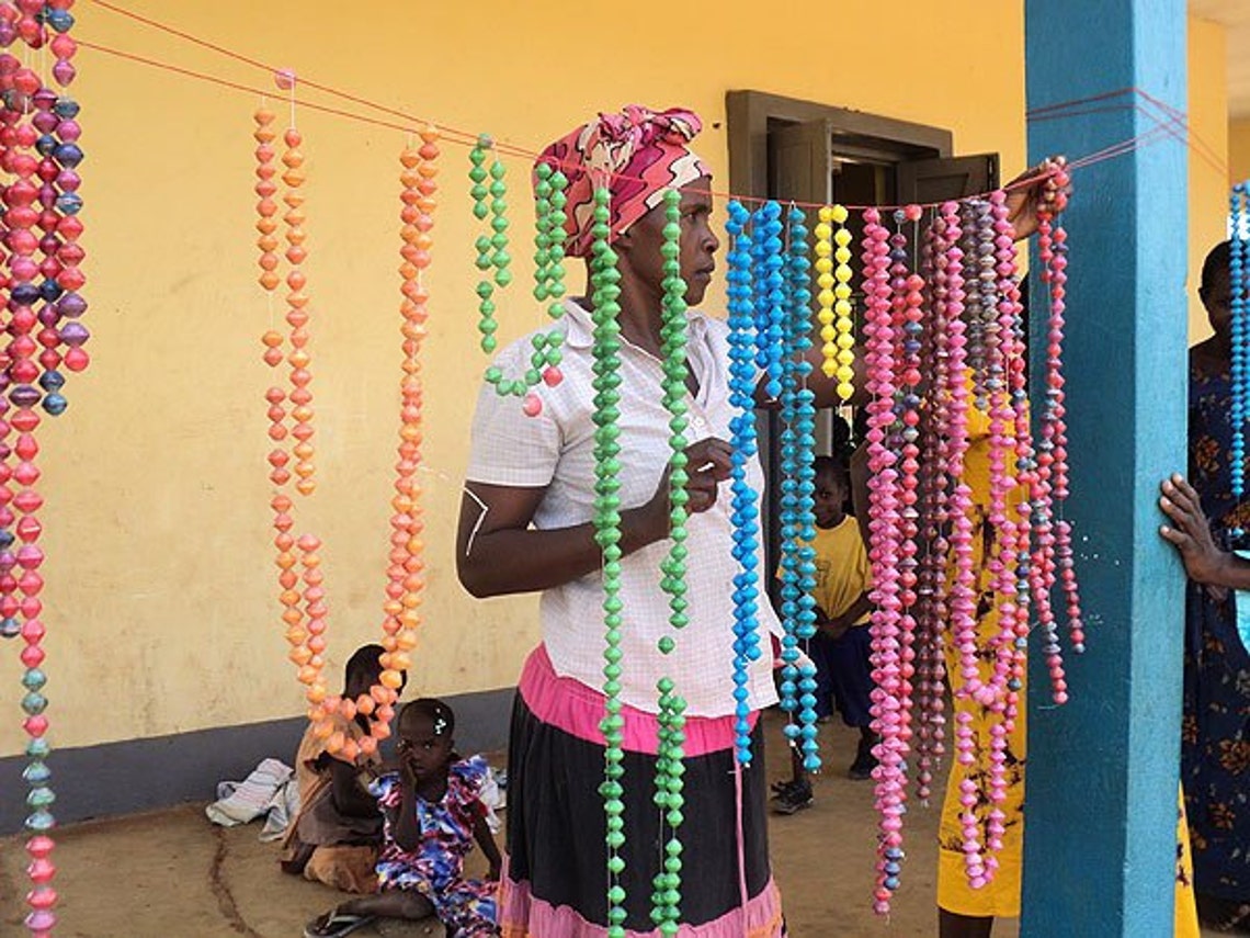 Ugandan Paper Bead Bright Necklace Natural Ekisa African Etsy