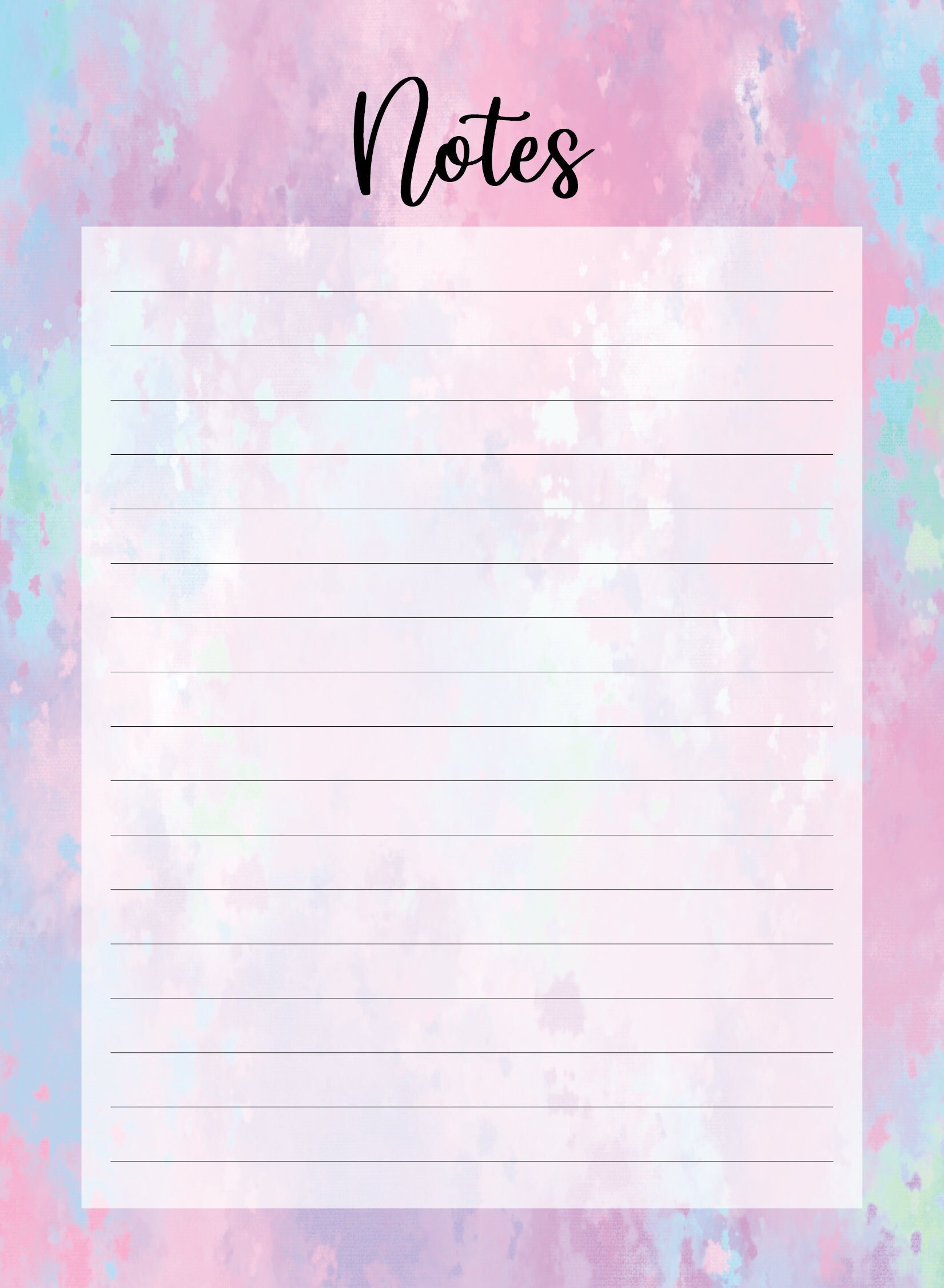 Notepad Pretty Turquoise Blue Pink Pastel Notepad | 5x7 Notepad | Memo ...