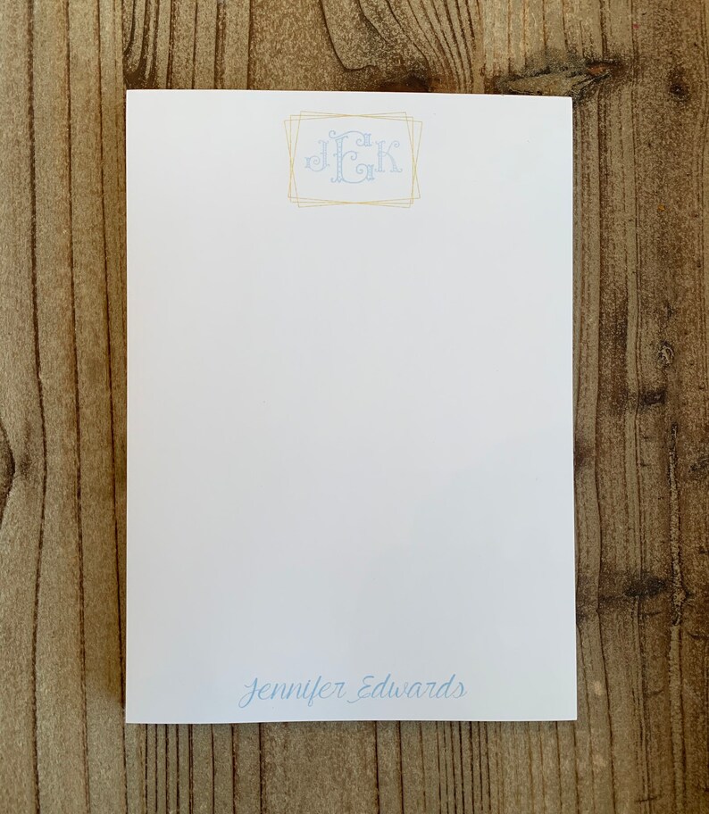 Gold Framed Monogram Notepad Personalized 5x7 Notepad Etsy
