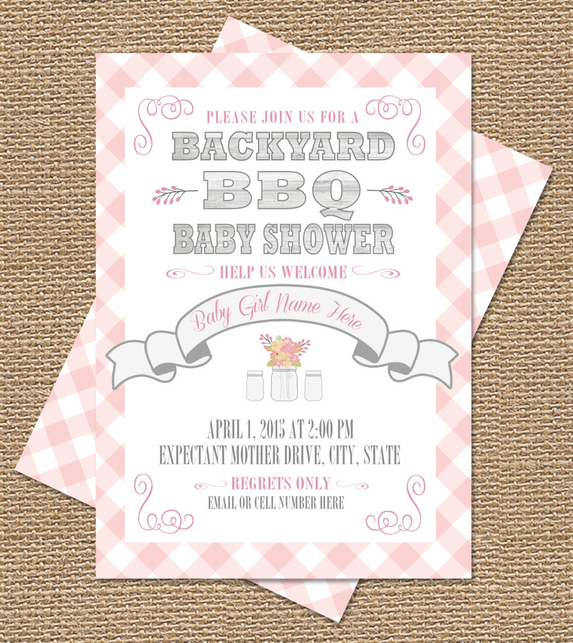 PICNIC or BBQ Baby SHOWER Invitations Front and Back Designs Etsy
