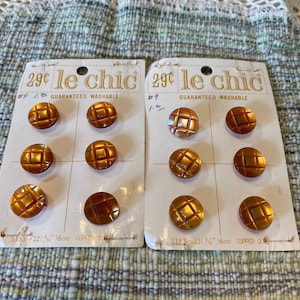 Botões vintage Le Chic em cartões, lote marrom, botões, noções de costura, diários de sucata, projetos de artesanato