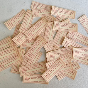 May include: A collection of small, rectangular vintage prescription cards. Each card has a cream-colored background with red text that reads, "For your HEALTH and PROTECTION - May we suggest that you DO NOT REFILL THIS PRESCRIPTION unless you have consulted your Physician."