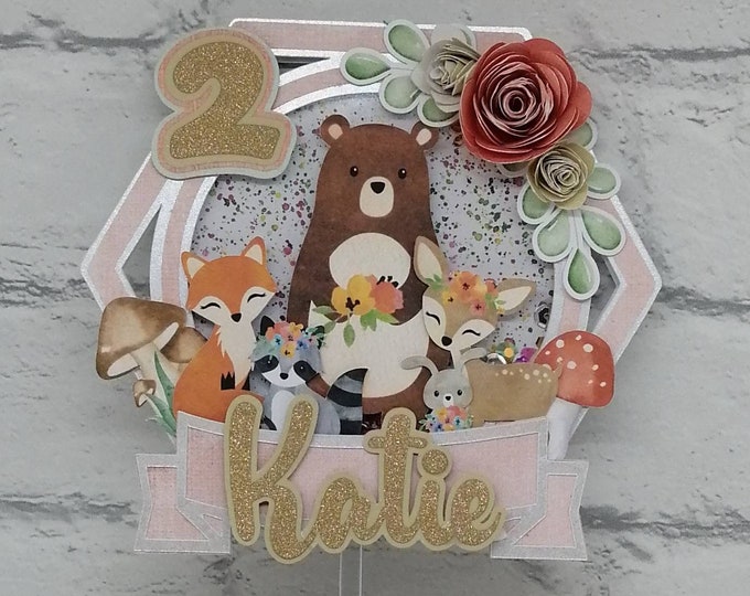 Woodland Animals Cake Topper Cake Topper Shaker Cake Topper Etsy UK