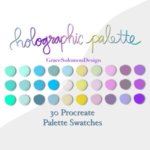 Holographic Procreate Palette | 30 Color Swatches | Rainbow Color Scheme | Artist Tools | Faux Mock Holo