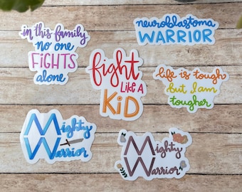 Childhood Cancer Sticker or Magnet Bundle | Water Bottle Sticker | Laptop Sticker | Fight Like a Kid | Neuroblastoma | Cancer Sucks |