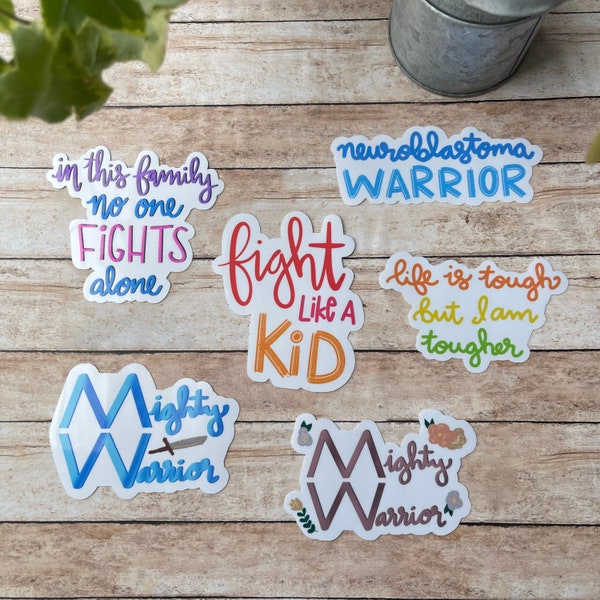 Childhood Cancer Sticker or Magnet Bundle | Water Bottle Sticker | Laptop Sticker | Fight Like a Kid | Neuroblastoma | Cancer Sucks |