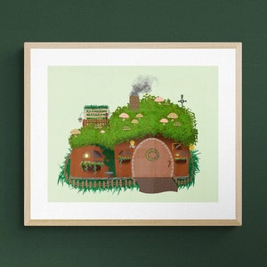 Fairy Garden House Art DIGITAL DOWNLOAD | Maximalist Decor | Plant Wall Art | Cabin Cottage Art | Print at Home Art | Boho Decor | Fantasy