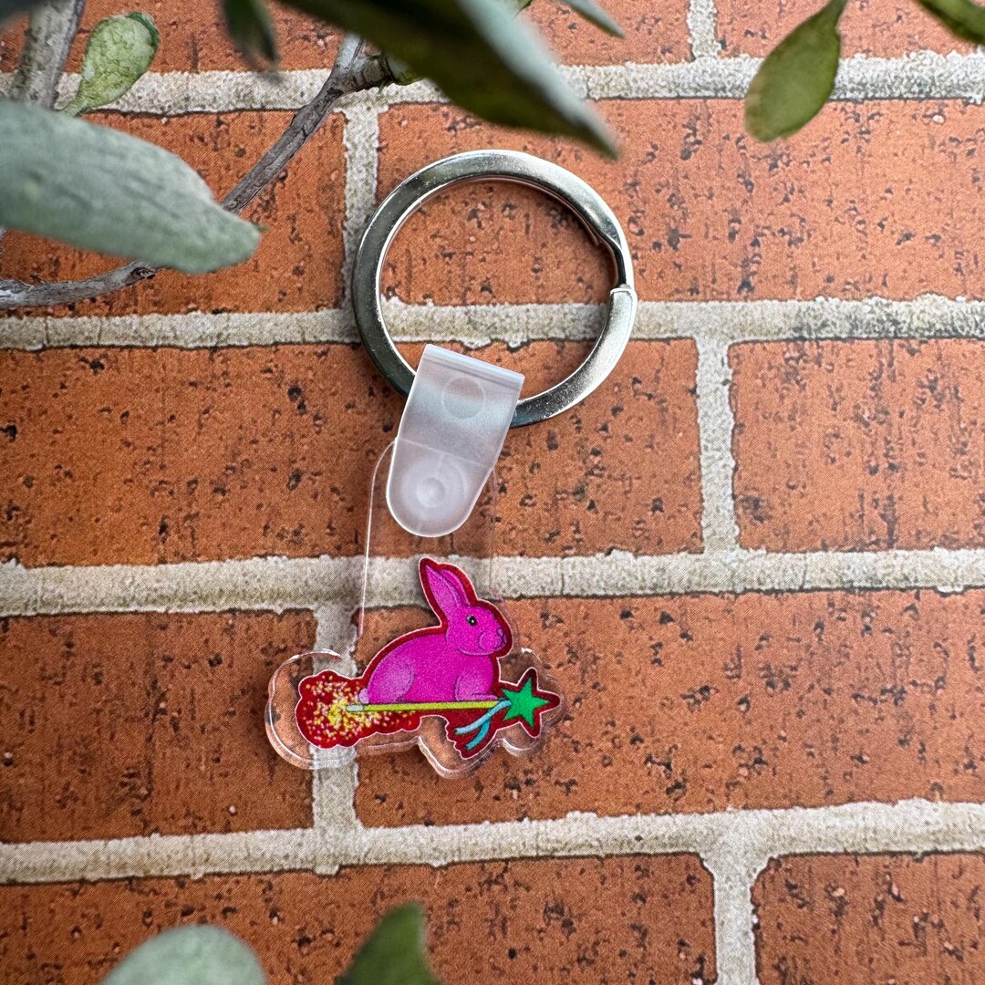 Wand And Rabbit Wand and Rabbit Acrylic Keychain | Gift for Friend | Pink Keychain ...