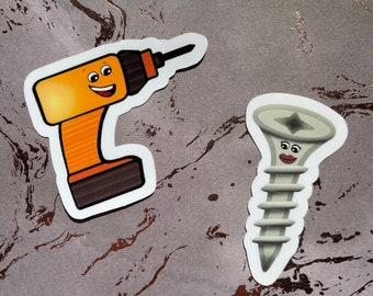 Drill and Screw Couple Stickers or Magnets | Valentine’s Day Gift | WaterBottle Sticker| Gift for Husband Wife | Innuendo | Anniversary Gift
