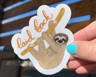 Laid Back Cute Sloth Sticker or Magnet | Laptop Sticker | Water Bottle Sticker | Fridge Magnet | Lazy Vibes | Wild Animals | Spirit Animal