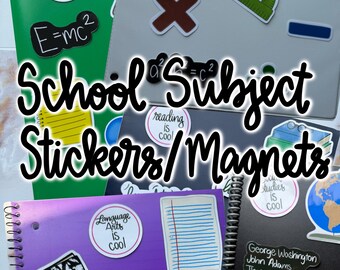 School Subject Sticker or Magnet Bundle | Back to School | Math Science History Reading | Teacher’s Week Gift | Education | Laptop Notebook