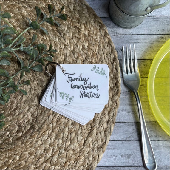 Family Conversation Starter Cards | Hand Held Cards | Portable Question Cards | Kids Parents Siblings Children | Dinner Time Game |
