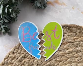 Best Friends Heart Stickers or Magnets | Laptop Sticker | WaterBottle Sticker | Friendship Cute | Gift for Friend | Blue Green Pink | BFF