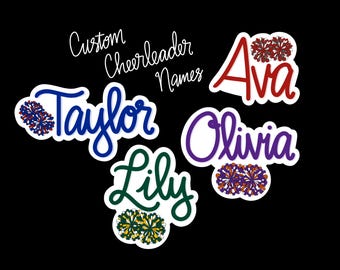 Custom Cheerleader Name Sticker or Magnet | Laptop WaterBottle Sticker | Personalized Label | Gift for Cheer | Locker | Pom | School Spirit