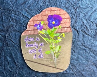 Flower in Sidewalk Sticker or Magnet | Laptop Sticker | WaterProof WaterBottle Sticker | Locker Decor | Gift for Mom | Flower Hope Postive