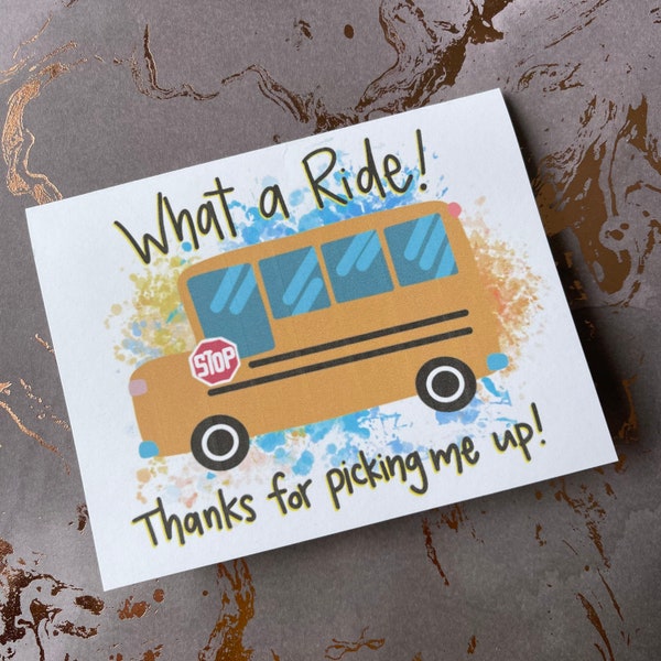 Bus Driver Thank You Card | Lightweight Blank Inside Card | School Thank You Card | Last Day of School | School Bus Driver Appreciation Gift