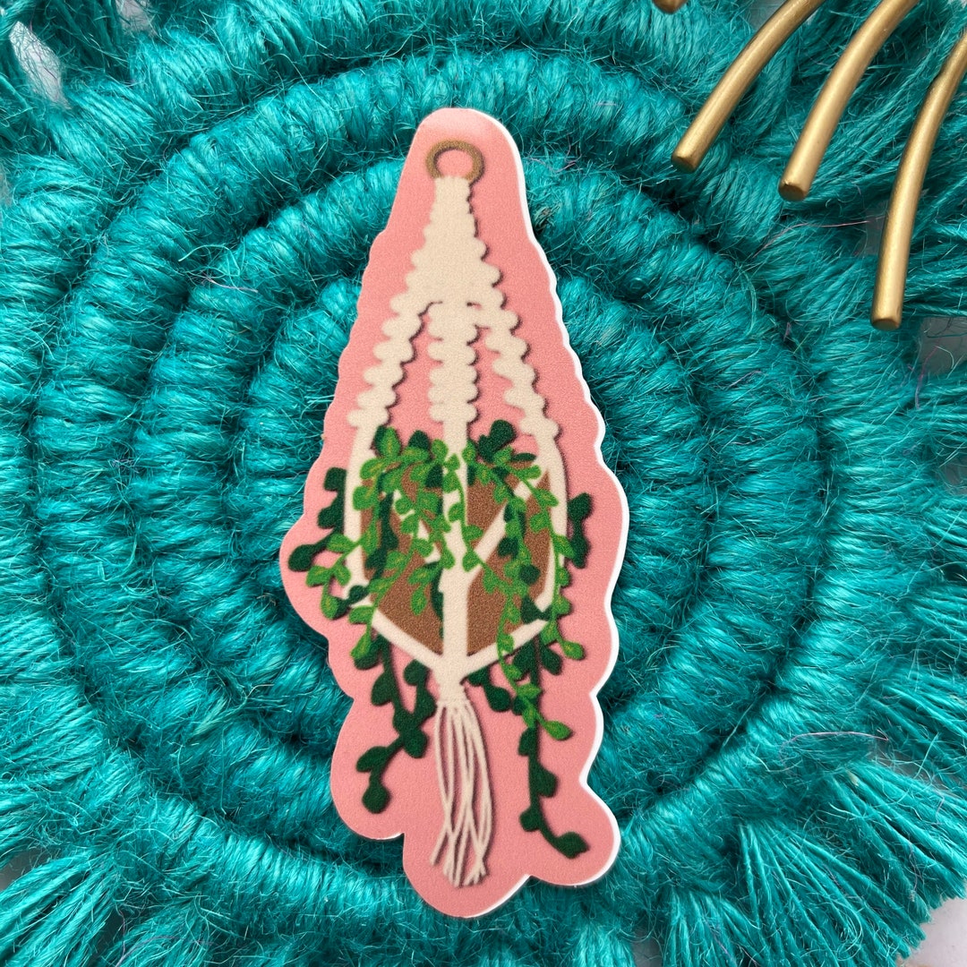 Macrame Plant Holder Sticker or Magnet | Laptop Sticker | Water Bottle ...