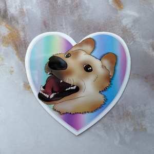 Golden Retriever Sticker or Magnet | Laptop Sticker | WaterBottle Sticker | Pet Dog Lover | I love My Dog | Holographic Colors | Cartoon