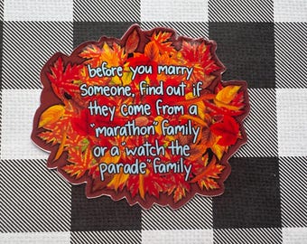 Marathon or Parade Family Sticker or Magnet | Laptop WaterBottle Sticker | Thanksgiving Gift | Thanksgiving Parade | Turkey Trot | Marriage
