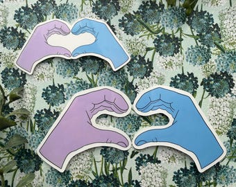Best Friend Heart Hands BFF Stickers or Magnets | Laptop WaterBottle Sticker | Friendship Cute | Gift for Friend | Pastel Purple Blue Symbol