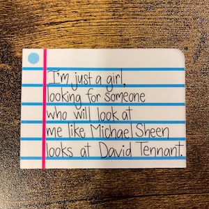 Funny David Tennant Michael Sheen Fan Gift  Waterproof Sticker or Magnet | Laptop WaterBottle | Locker Decor | Just a Girl | Female Gaze
