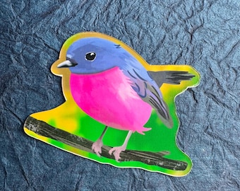 Pink Robin Bird Sticker or Magnet | Laptop Sticker | Water Bottle Sticker | European Bird | Birding | Bird Watcher Gift | Aviary | Zoo Cute