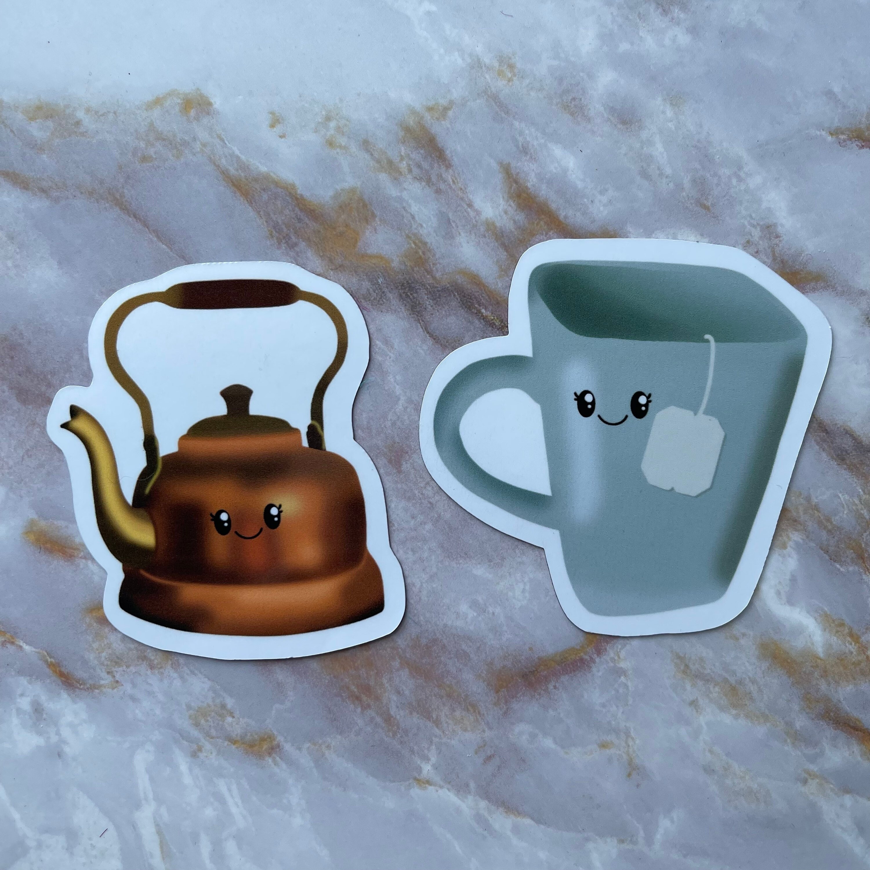 Tea Kettle Sticker Best Friend Tea Kettle and Tea Cup Stickers or Magnets | Laptop Sticker ...