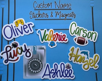 Custom Name Sticker or Magnet | Laptop Sticker | WaterBottle Sticker | Personalized Label | Helmet Sticker| Label | Gift for Child | Locker